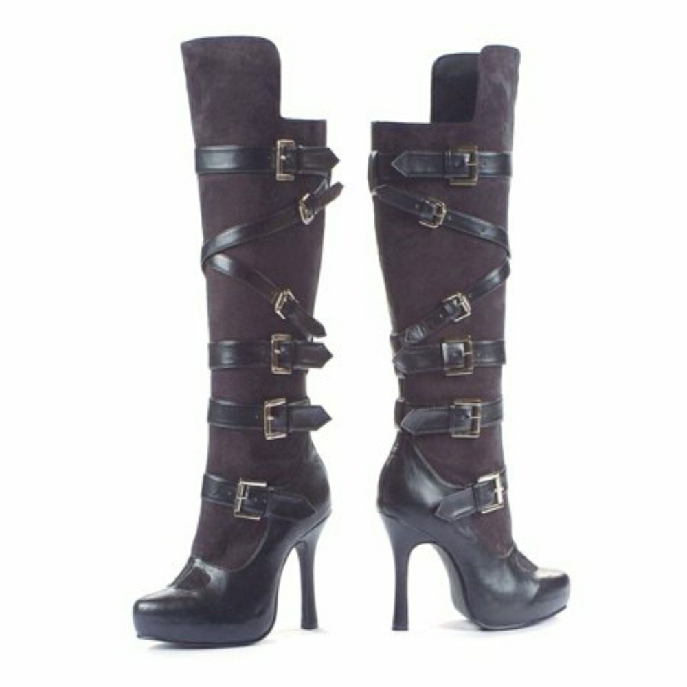 Platform boot with buckles